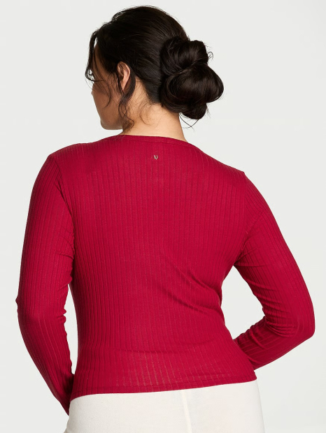 Лёгкий кардиган Victoria's Secret в рубчик 1159863915 (Бордовый XS)