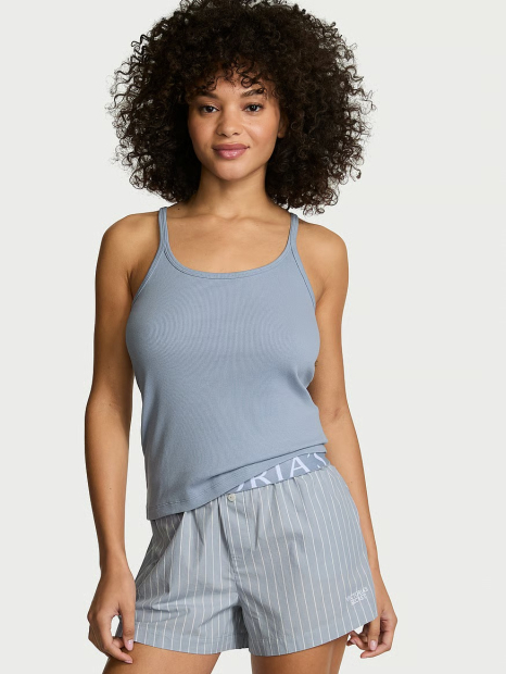 Домашняя майка Victoria's Secret в рубчик 1159864567 (Голубой XS)