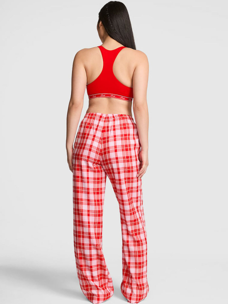 Фланелевые пижамные штаны Victoria's Secret PINK в клетку 1162838526 (Розовый/ Красный XL)