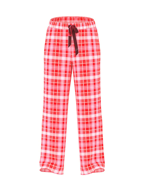 Фланелевые пижамные штаны Victoria's Secret PINK в клетку 1162838526 (Розовый/ Красный XL)
