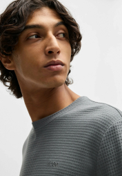 Домашний лонгслив Hugo Boss из вафельной ткани 1159853781 (Серый S)