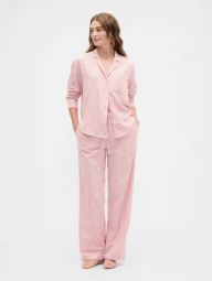 Свободные фланелевые пижамные штаны GAP 1159858514 (Красный/Молочный M)