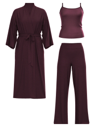 Домашний комплект Victoria’s Secret халат, майка и штаны 1159859924 (Бордовый XS/S)