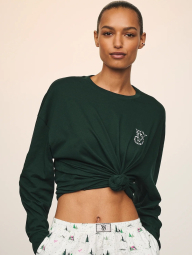 Домашній лонгслів Victoria's Secret з логотипом зі страз 1159865208 (Зелений XL)