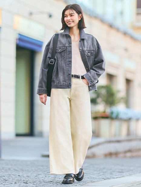 Джинсова куртка оверсайз UNIQLO на гудзиках 1159839873 (Сірий M)