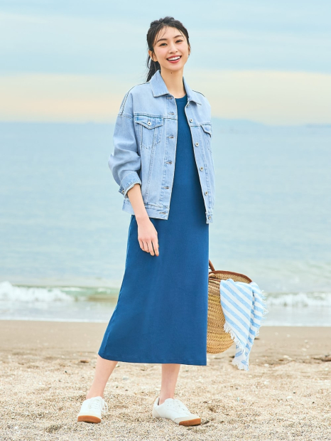 Джинсовая куртка оверсайз UNIQLO на пуговицах 1159842135 (Голубой XXL)