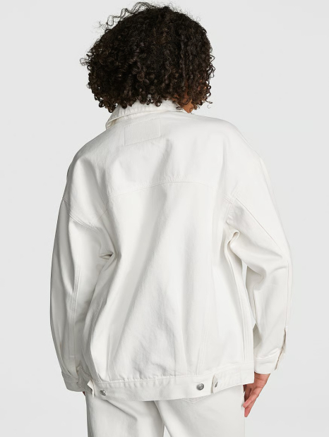 Джинсовая куртка оверсайз Victoria's Secret PINK на пуговицах 1159846774 (Молочный M)