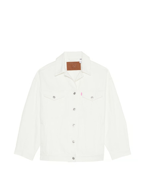 Джинсовая куртка оверсайз Victoria's Secret PINK на пуговицах 1159846774 (Молочный M)