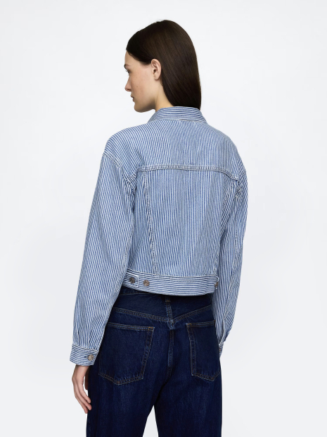 Укороченая джинсовая куртка GAP 1159854684 (Синий/Белый M)