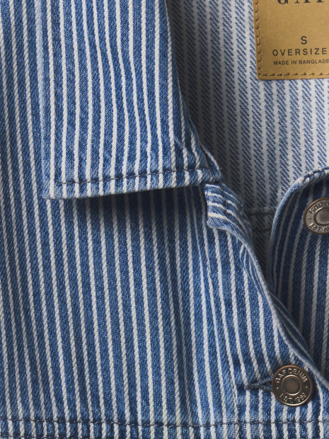 Укороченая джинсовая куртка GAP 1159854684 (Синий/Белый M)