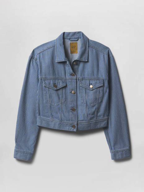 Укороченая джинсовая куртка GAP 1159854684 (Синий/Белый M)