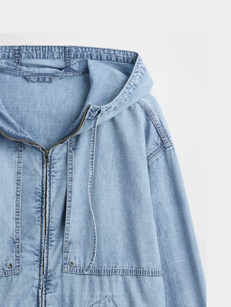 Мужская джинсовая куртка с капюшоном GAP на молнии 1159854761 (Голубой L)