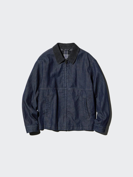 Джинсовая куртка-рубашка UNIQLO на молнии 1159854961 (Синий L)