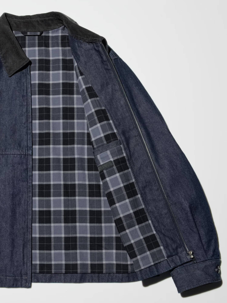 Джинсовая куртка-рубашка UNIQLO на молнии 1159854961 (Синий L)