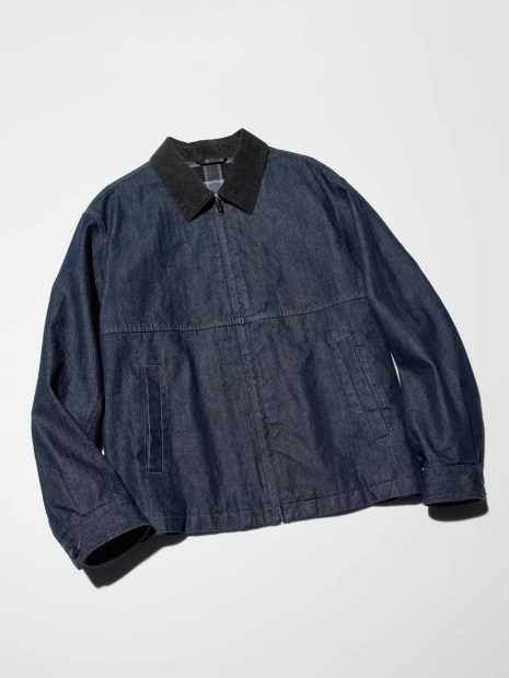 Джинсова куртка-сорочка UNIQLO на блискавці 1159854961 (Синій L)