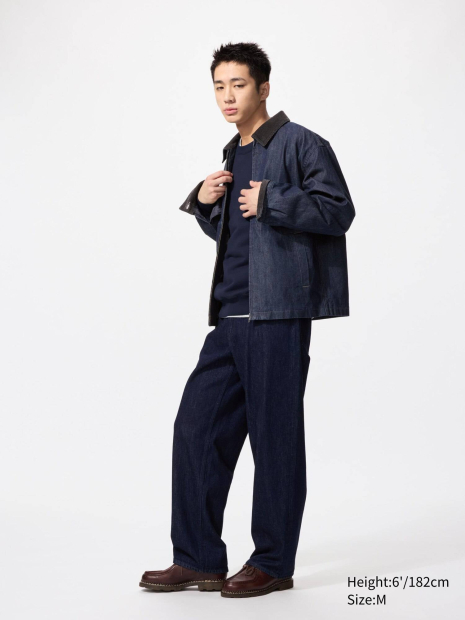 Джинсова куртка-сорочка UNIQLO на блискавці 1159854961 (Синій L)