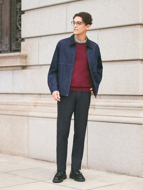 Джинсова куртка-сорочка UNIQLO на блискавці 1159854961 (Синій L)