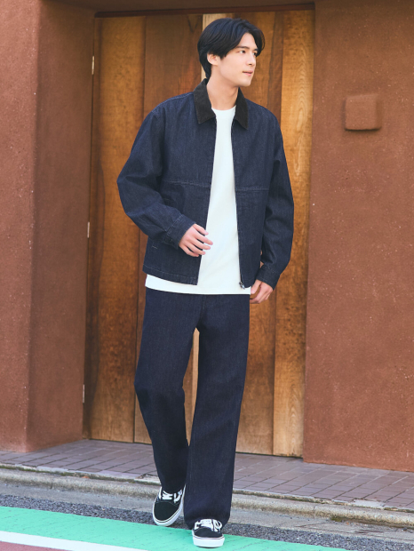 Джинсова куртка-сорочка UNIQLO на блискавці 1159854961 (Синій L)