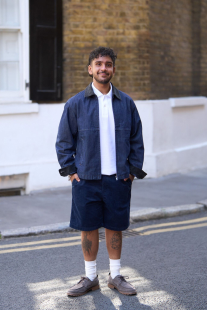 Джинсова куртка-сорочка UNIQLO на блискавці 1159854961 (Синій L)