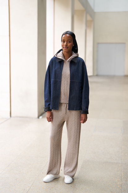 Джинсова куртка-сорочка UNIQLO на блискавці 1159854961 (Синій L)