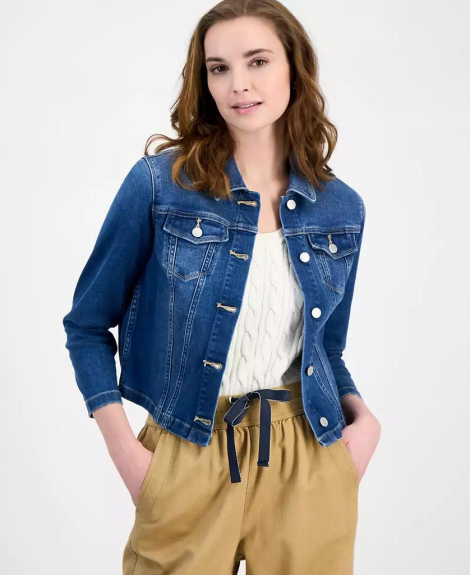 Жіноча укорочена куртка джинсова Tommy Hilfiger 1159856990 (Синій XL)