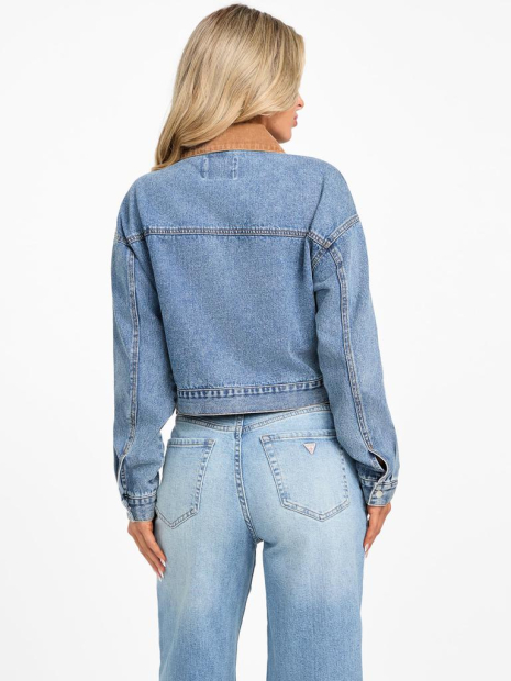 Женская джинсовая куртка Guess с контрастным воротником 1159858756 (Синий L)