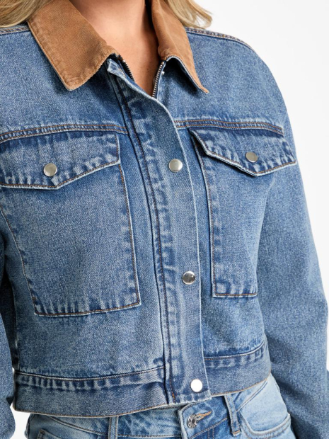 Женская джинсовая куртка Guess с контрастным воротником 1159858756 (Синий L)