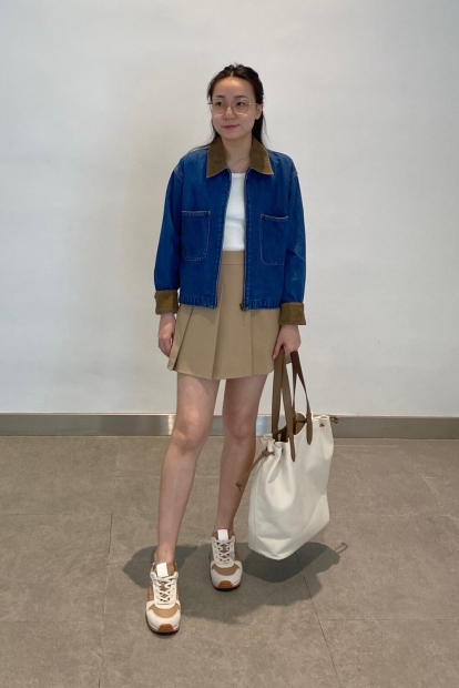 Джинсовая куртка UNIQLO на молнии 1160350821 (Синий S)