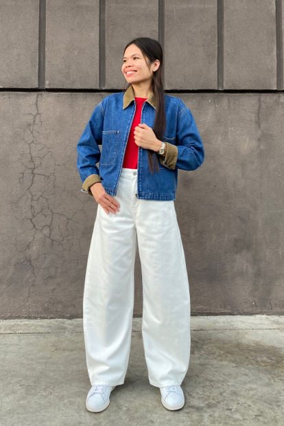 Джинсовая куртка UNIQLO на молнии 1160350821 (Синий S)