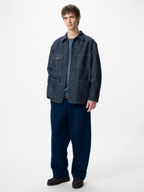 Мужская джинсовая куртка-рубашка UNIQLO на пуговицах 1161681089 (Синий L)