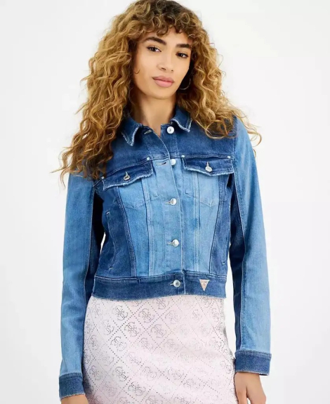 Женская джинсовая куртка Guess с контрастными вставками 1162665213 (Синий/Голубой XL)