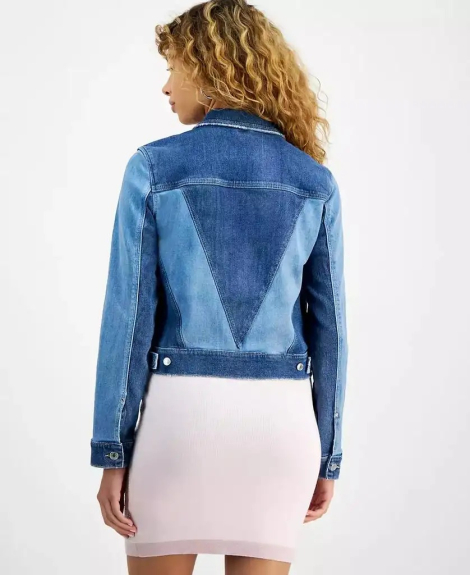 Женская джинсовая куртка Guess с контрастными вставками 1162665213 (Синий/Голубой XL)