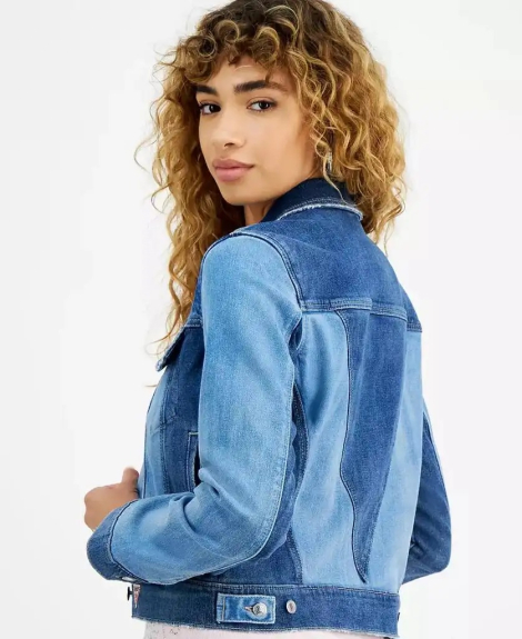 Женская джинсовая куртка Guess с контрастными вставками 1162665213 (Синий/Голубой XL)