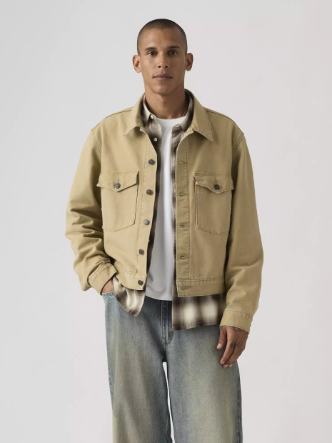 Мужская джинсовая куртка-рубашка Levi's на пуговицах 1162687572 (Бежевый M)