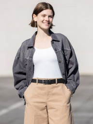 Джинсова куртка оверсайз UNIQLO на гудзиках 1159839873 (Сірий M)