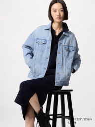 Джинсовая куртка оверсайз UNIQLO на пуговицах 1159842135 (Голубой XXL)