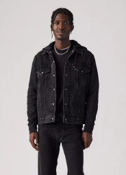 Мужская джинсовая куртка Levi's джинсовка с капюшоном 1159845639 (Черный L)