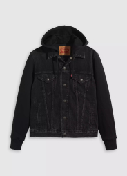Чоловіча джинсова куртка Levi's джинсівка з капюшоном 1159845639 (Чорний L)
