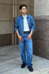 Джинсова куртка UNIQLO на блискавці 1159846151 (Синій L)