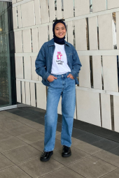 Джинсова куртка UNIQLO на блискавці 1159846151 (Синій L)
