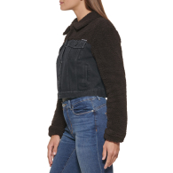 Женская джинсовая куртка DKNY с меховыми вставками 1159854273 (Черный/Коричневый XL)