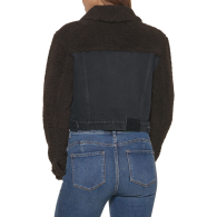 Женская джинсовая куртка DKNY с меховыми вставками 1159854273 (Черный/Коричневый XL)