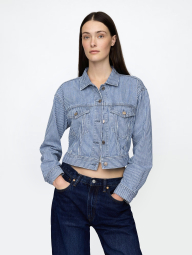 Укороченая джинсовая куртка GAP 1159854684 (Синий/Белый M)