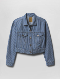 Укороченая джинсовая куртка GAP 1159854684 (Синий/Белый M)