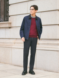 Джинсова куртка-сорочка UNIQLO на блискавці 1159854961 (Синій L)