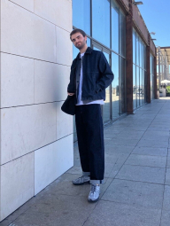 Джинсова куртка-сорочка UNIQLO на блискавці 1159854961 (Синій L)