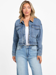 Женская джинсовая куртка Guess с контрастным воротником 1159858756 (Синий L)