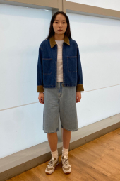 Джинсовая куртка UNIQLO на молнии 1160350821 (Синий S)