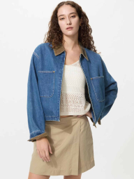 Джинсовая куртка UNIQLO на молнии 1160350821 (Синий S)