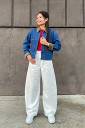 Джинсовая куртка UNIQLO на молнии 1160350821 (Синий S)